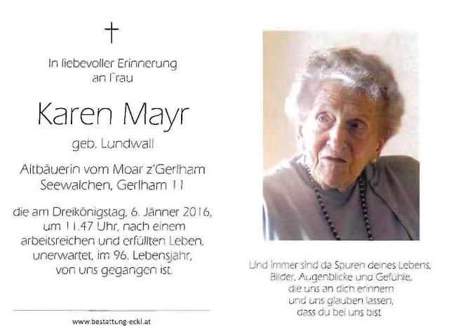 Begräbnis Karen Mayr